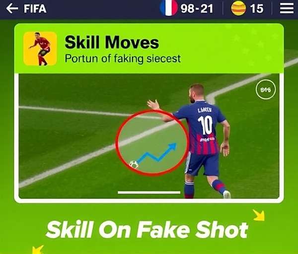 FIFA Mobile Fake Shot skill move Player performing a fake shot in FIFA Mobile